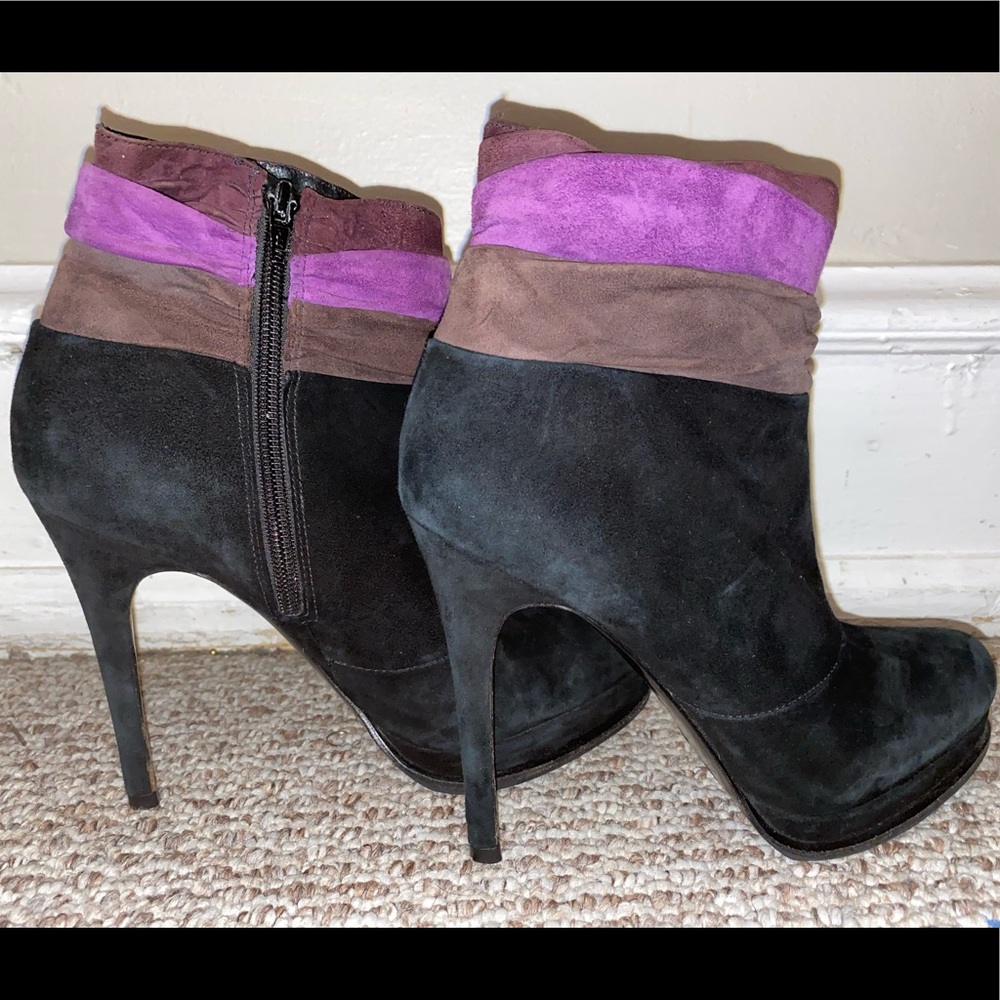 Diane von Furstenburg Booties Black/Purple/Brown ~ Free Shipping